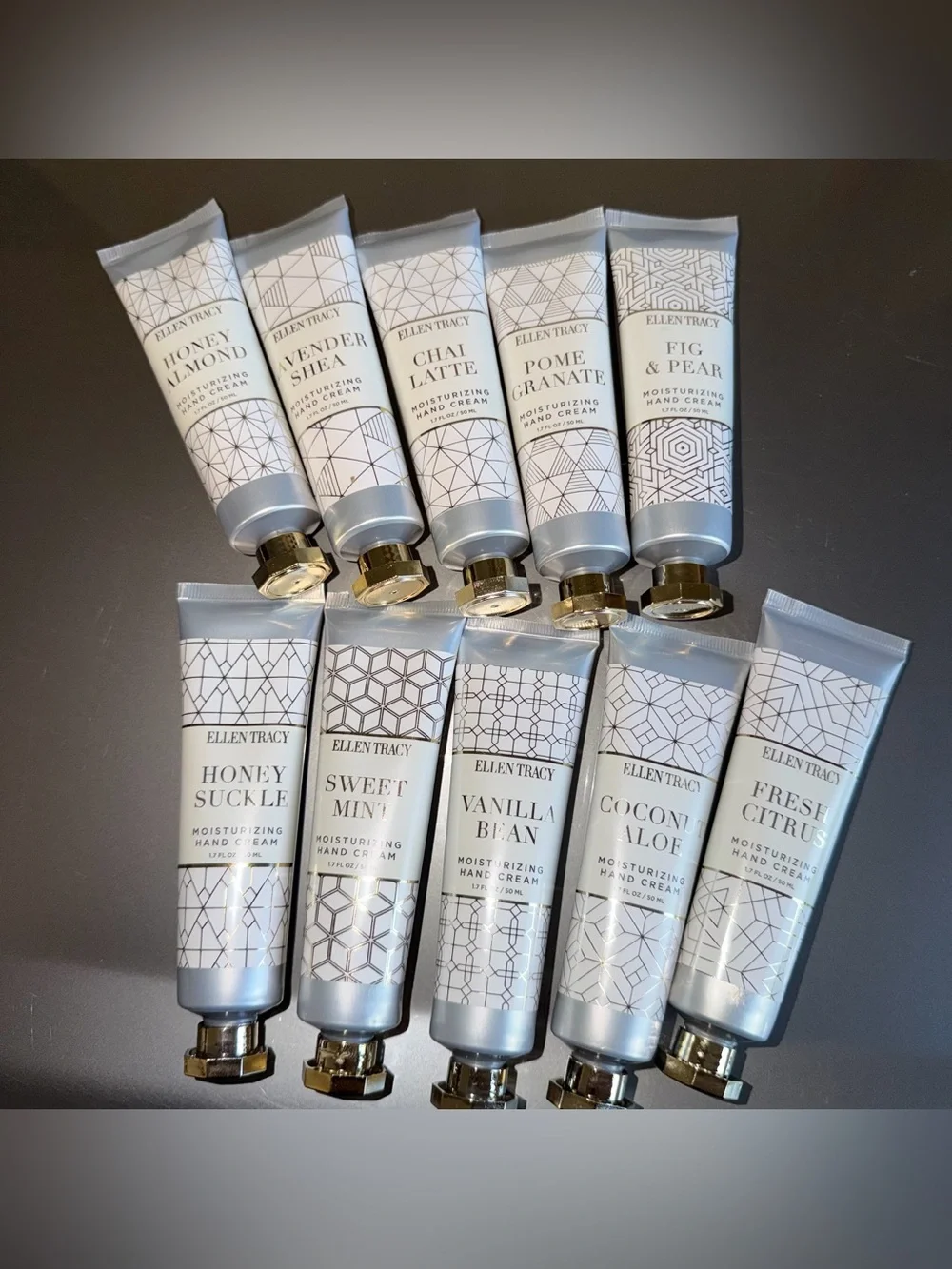 Lot of 10 1.7 oz Ellen Tracy Moisturizing Hand Cream Set exp, 2025 honey almond